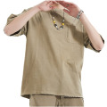Мужская хлопчатобумажная футболка с половиной рукава винтаж